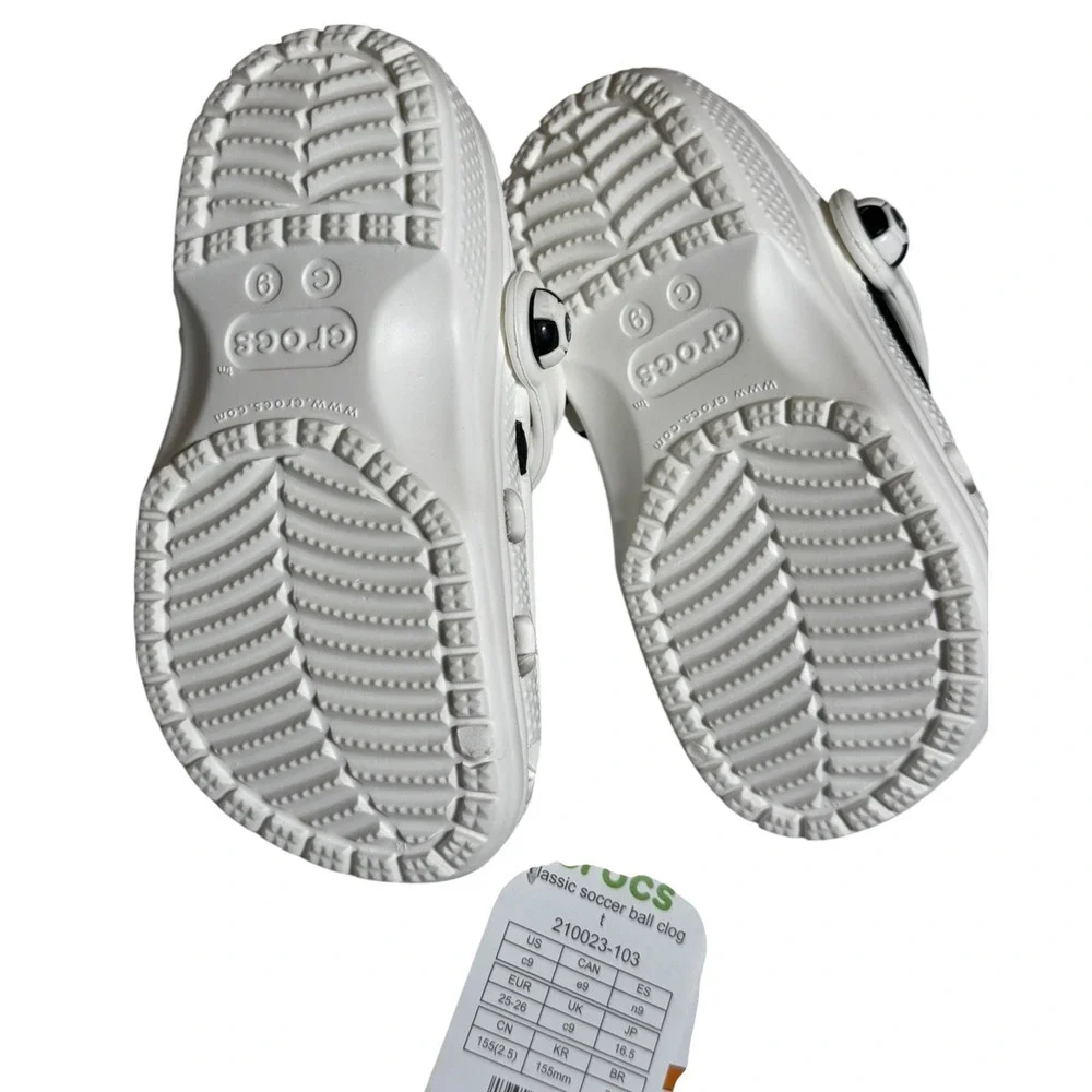 Crocs Classic Soccer Ball Clog Kids Toddler Size C9 White Black MWR